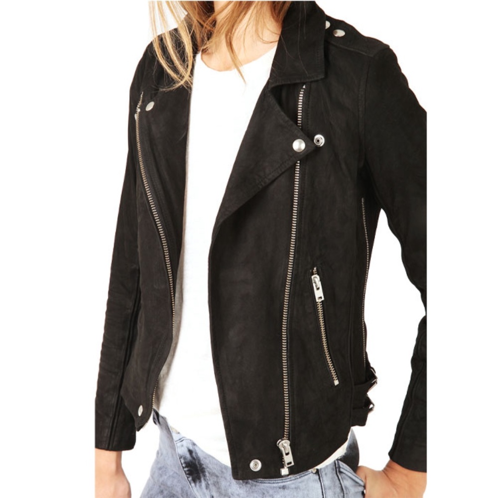 IRO $1295 Black Suede Leather Jacket 34 0 XS